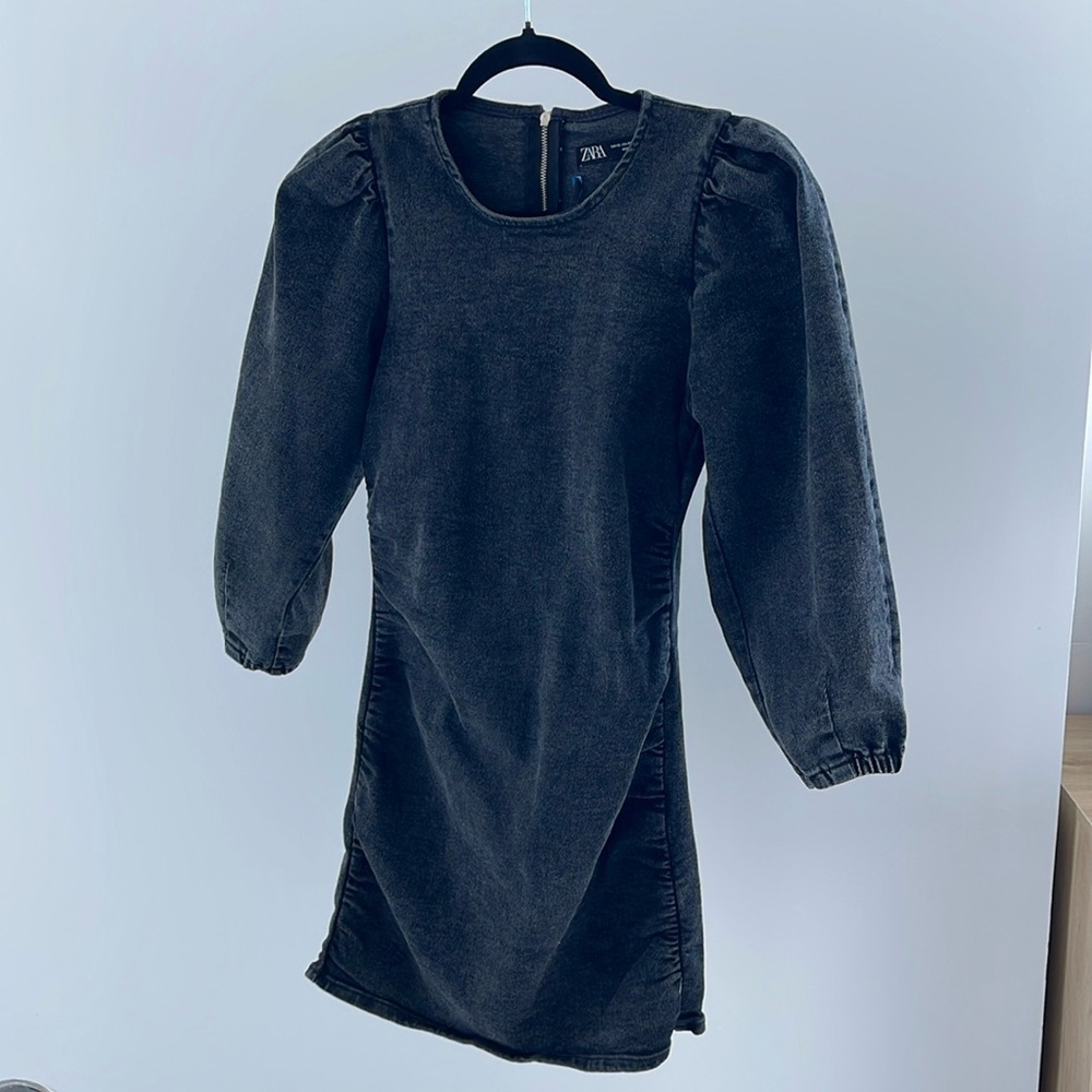 Denim mid sleeve dress